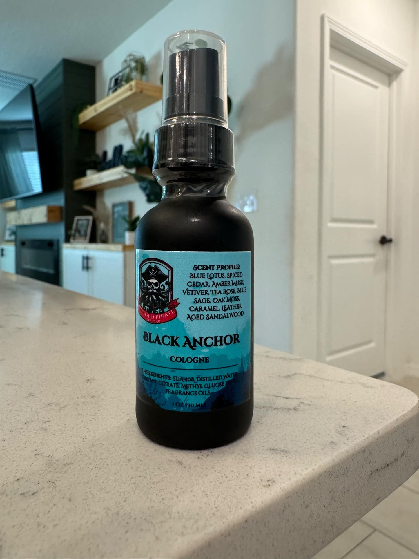 Black Anchor (Blue Lotus, Spiced Cedar, Amber Musk, Vetiver, Tea Rose, Blue Sage, Oak Moss, Caramel, Leather, Aged Sandalwood) 1 oz Cologne/EDP