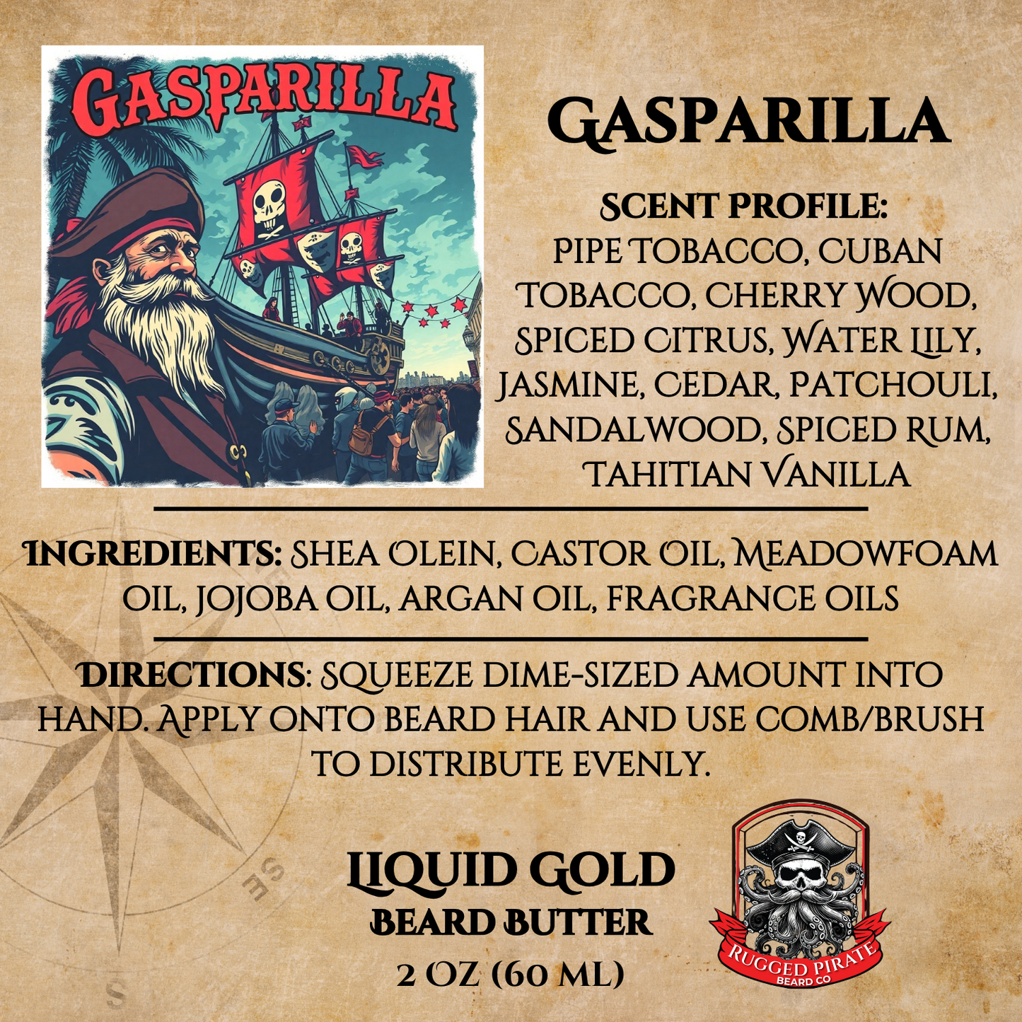 Gasparilla (Pipe Tobacco, Cuban-Spiced Tobacco, Cherry Wood, Spiced Citrus, Tahitian Vanilla)
