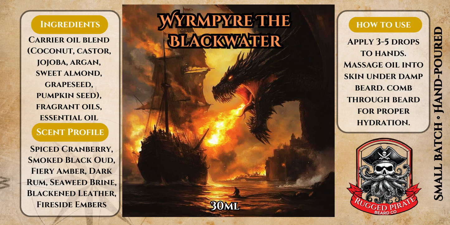 Wyrmpyre the Blackwater (Spiced Cranberry, Smoked Black Oud, Fiery Amber, Dark Rum, Seaweed Brine, Blackened Leather, Fireside Embers)