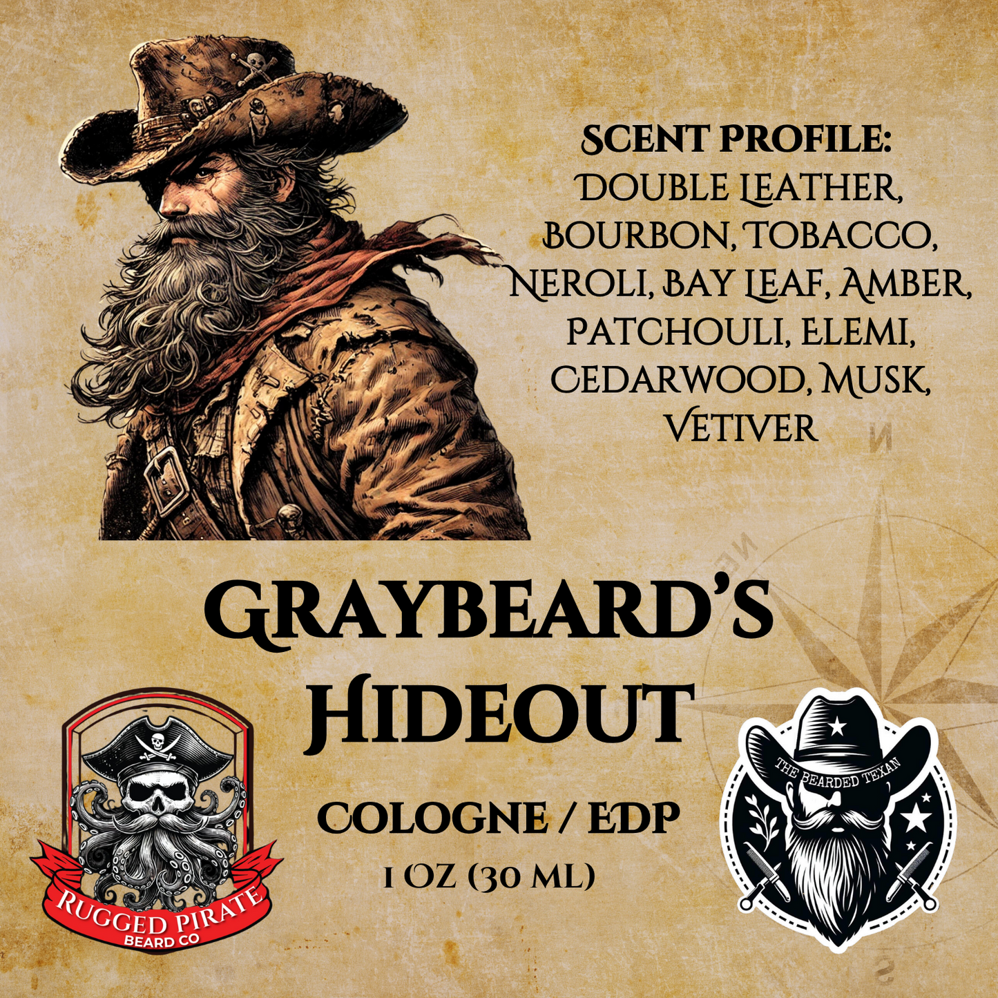 Graybeard's Hideout (Double Western Leather, Bourbon, Tobacco, Patchouli, Bay Leaf, Neroli)