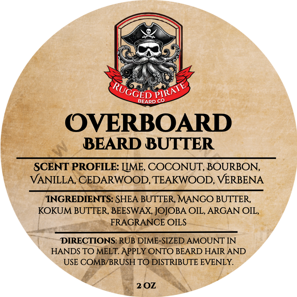 Overboard - Coconut, Lime, Bourbon, Teakwood, and Verbena Beard Oil, Butter & Cologne