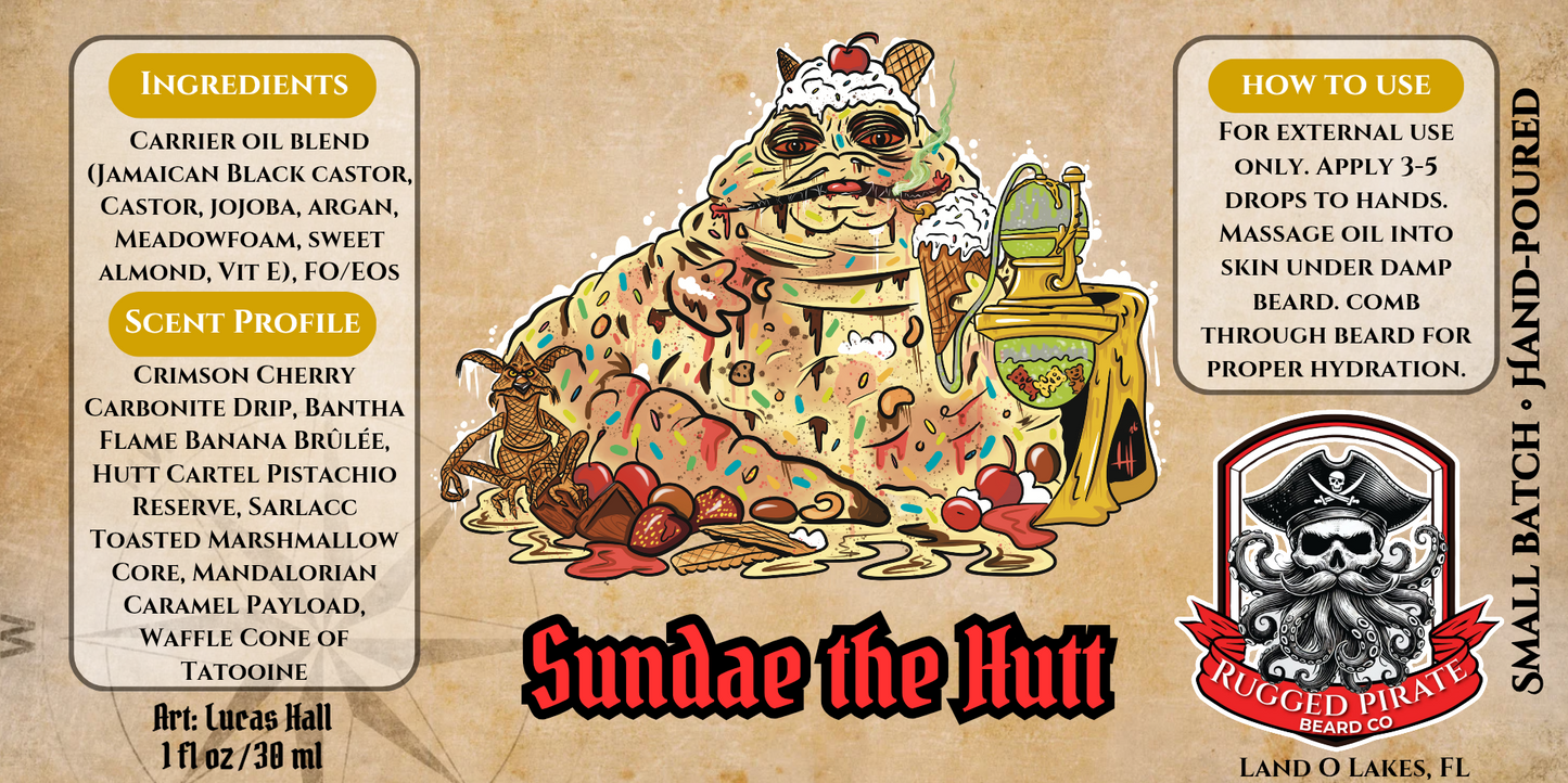 Sundae the Hutt - Cherry Ice Cream, Banana Brulee, and Waffle Cone Beard Oil, Butter & Cologne