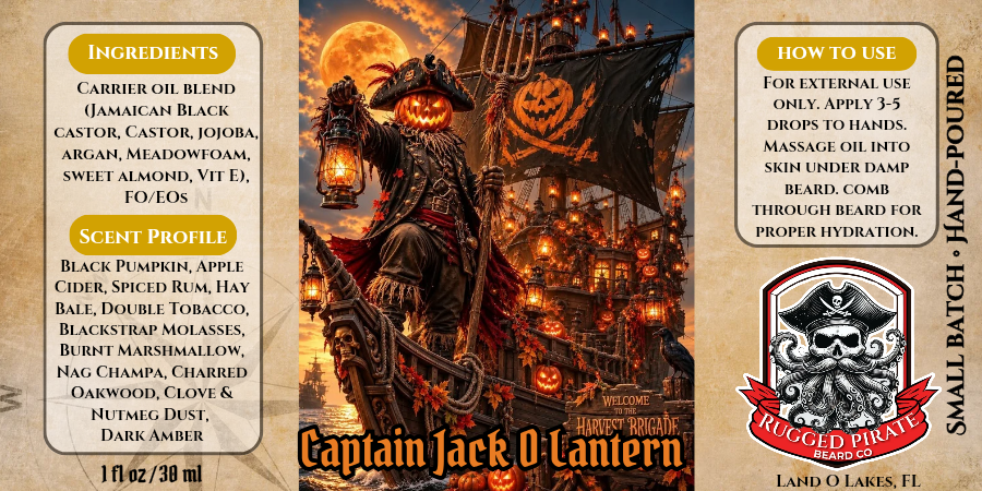 Captain Jack O Lantern - Black Pumpkin, Spiced Rum & Double Tobacco Beard Oil, Butter & Cologne