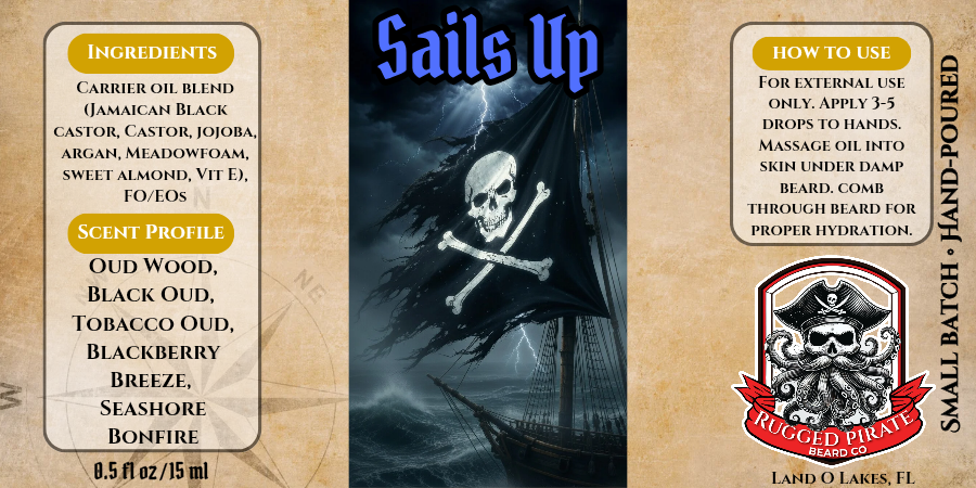 Sails Up - Blackberry, Tobacco, and Black Oud Beard Oil, Butter & Cologne