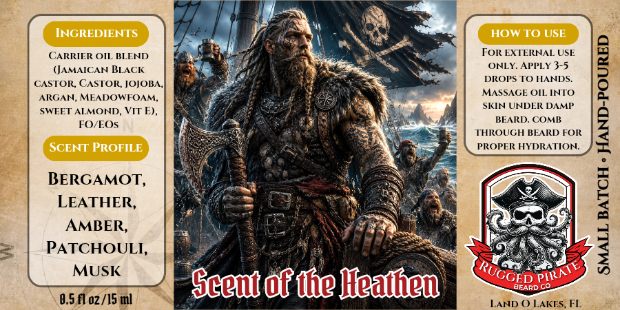 Scent of the Heathen - Leather, Bergamot, and Amber Musk Beard Oil, Butter & Cologne