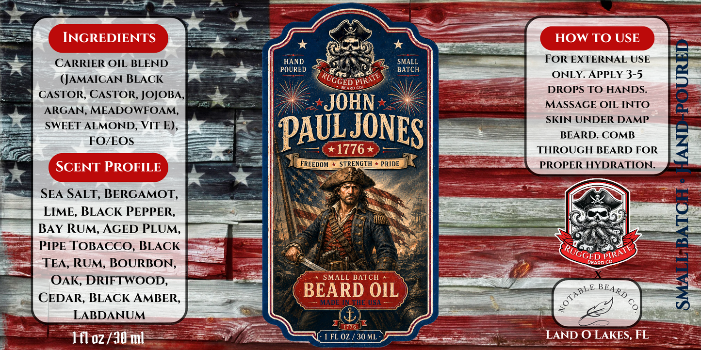 John Paul Jones - Aged Plum, Pipe Tobacco, and Black Tea Beard Oil, Butter & Cologne