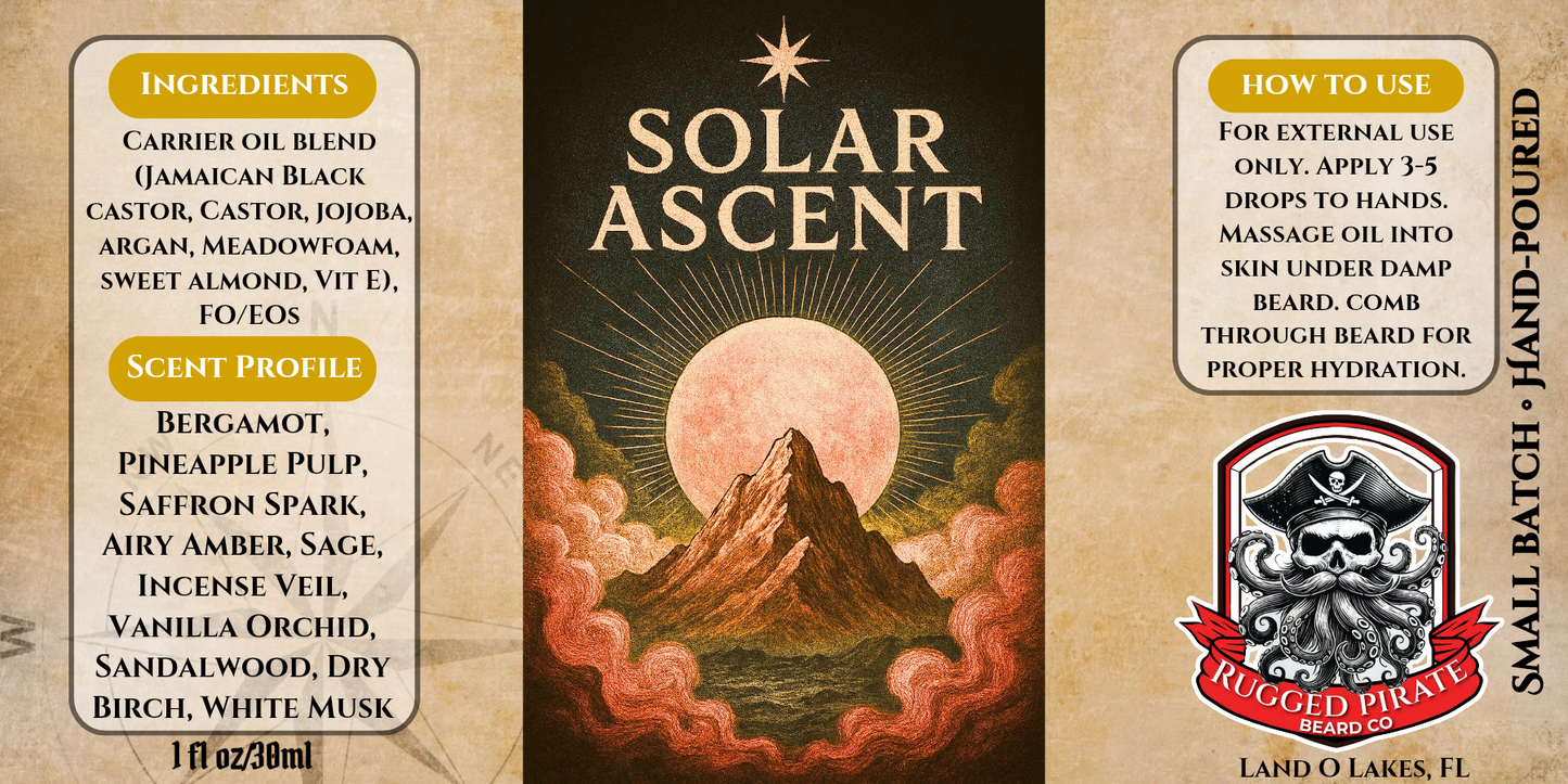 Solar Ascent - Bergamot, Saffron, and Incense Beard Oil, Butter & Cologne