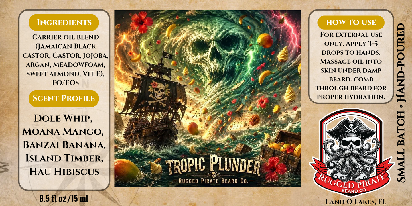 Tropic Plunder - Dole Whip, Mango, and Island Timber Beard Oil, Butter & Cologne