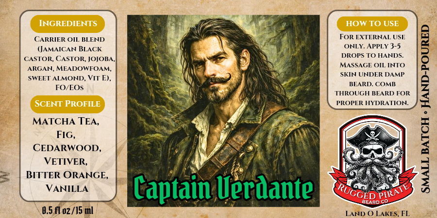 Captain Verdante - Matcha, Bitter Orange, Fig and Cedar Beard Oil, Butter & Cologne