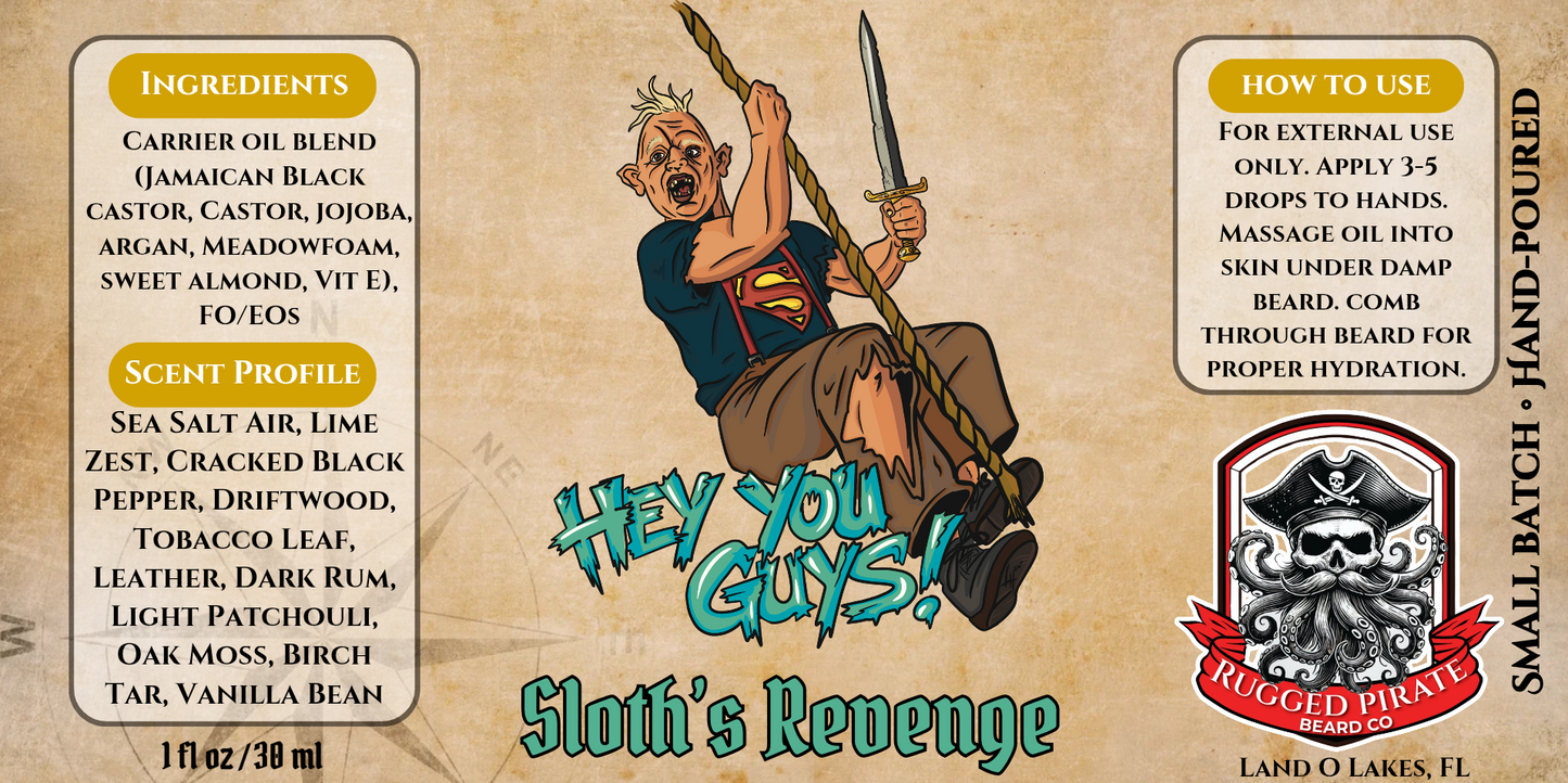 Sloths Revenge - Dark Rum, Tobacco, and Driftwood Beard Oil, Butter & Cologne