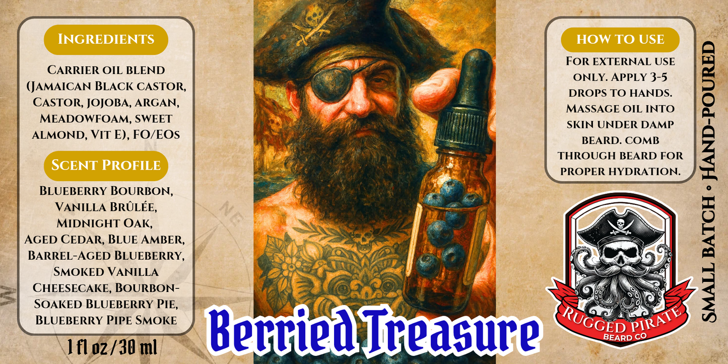 Berried Treasure - Blueberry Cheesecake, Bourbon, Blueberry Tobacco Beard Oil, Butter & Cologne