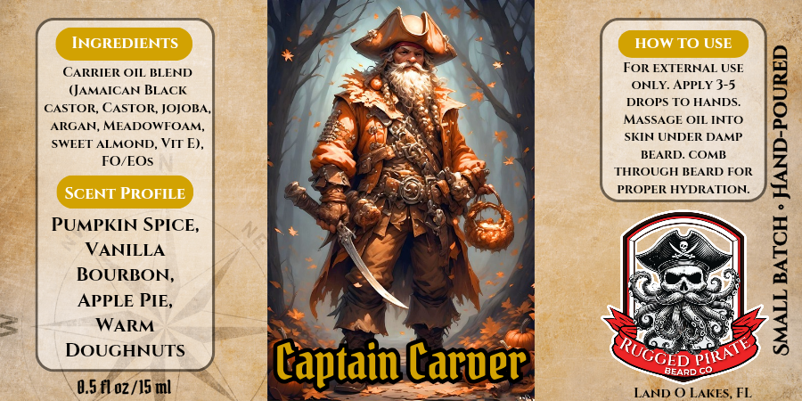 Captain Carver (Pumpkin Spice Donuts, Bourbon, Apple Pie) Beard Oil, Butter, & Cologne
