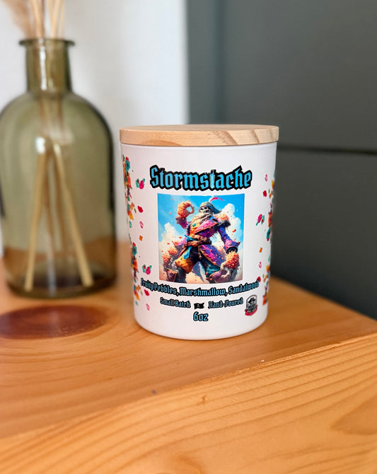 Stormstache 6oz Candle (Fruity Pebbles, Marshmallow, Sandalwood )
