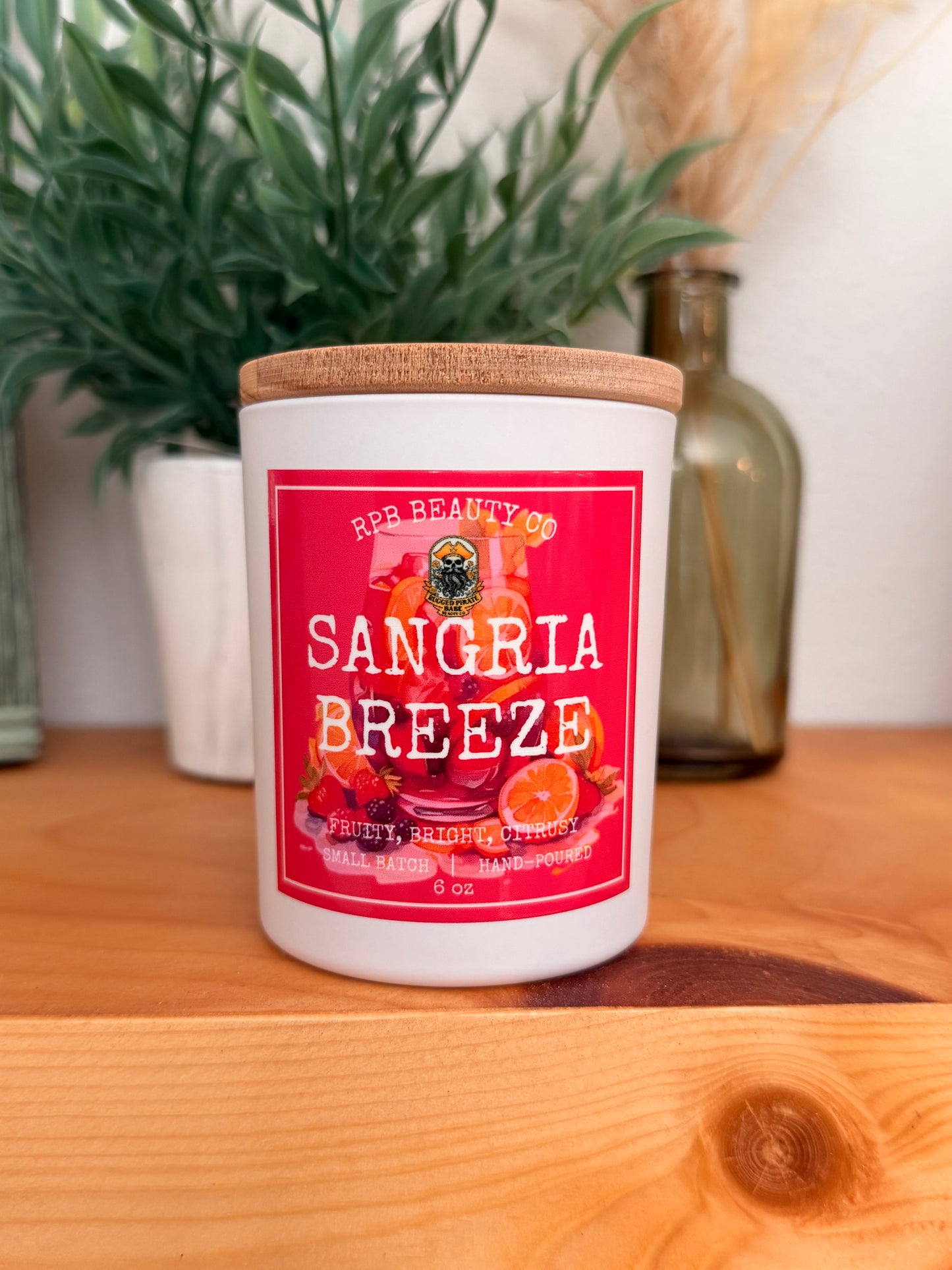 Sangria Breeze (Bright Citrus, Mixed Fruit and Berry, Wine, Soft Sugar) 6oz Candle