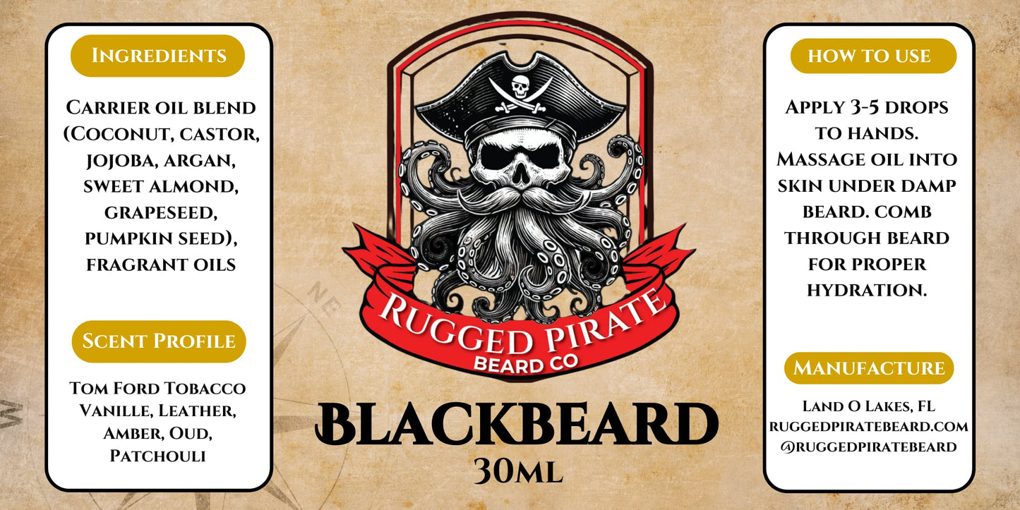 Blackbeard (Tobacco, Vanilla, Amber, Leather, Oud, and Patchouli)