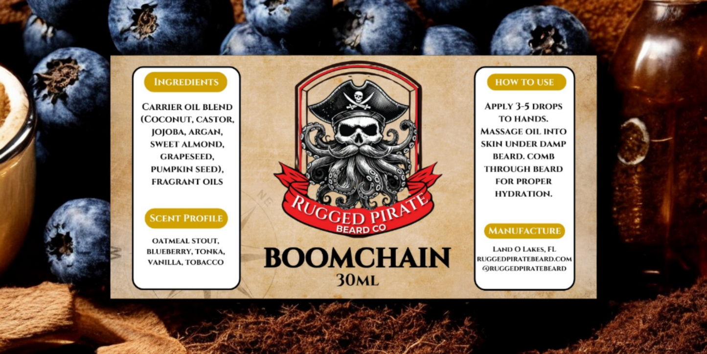 Boomchain (Oatmeal Stout, Blueberry, Tonka, Vanilla, and Tobacco)