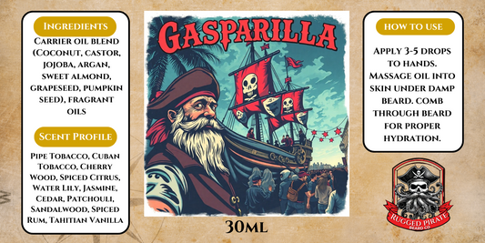 Gasparilla (Pipe Tobacco, Cuban Tobacco, Cherry Wood, Spiced Citrus, Fresh Water Lily, Jasmine, Cedar, Patchouli, Sandalwood, Cinnamon, Clove, Spiced Rum, Tahitian Vanilla)