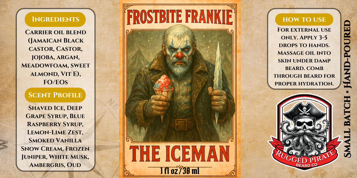 Frostbite Frankie - Grape, Blue Razz, Juniper, and Oud Beard Oil, Butter & Cologne