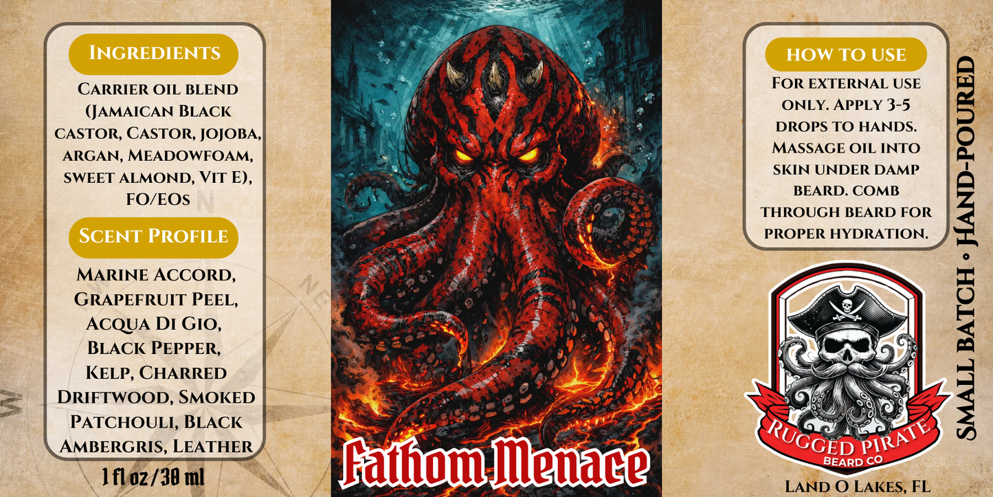 Fathom Menace - Acqua di Gio, Marine Notes, and Grapefruit Beard Oil, Butter & Cologne