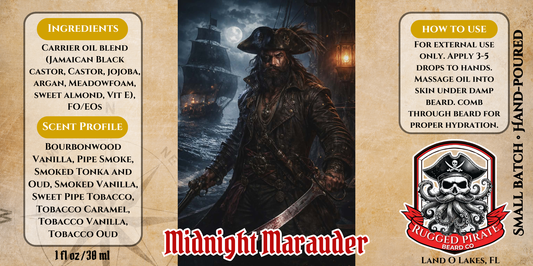 Midnight Marauder - Bourbon, Pipe Tobacco, and Tobacco Oud Beard Oil, Butter & Cologne