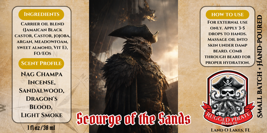 Scourge of the Sands - Nag Champa, Dragon's Blood, and Sandalwood Beard Oil, Butter & Cologne