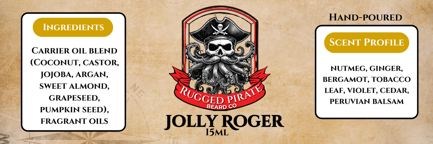 Jolly Roger (Nutmeg, Violet, Ginger, Bergamot, Peruvian Balsam, Cedar, and Tobacco Leaf - Cologne Scent)