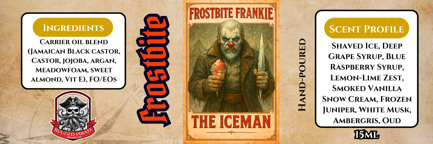 Frostbite Frankie - Grape, Blue Razz, Juniper, and Oud Beard Oil, Butter & Cologne