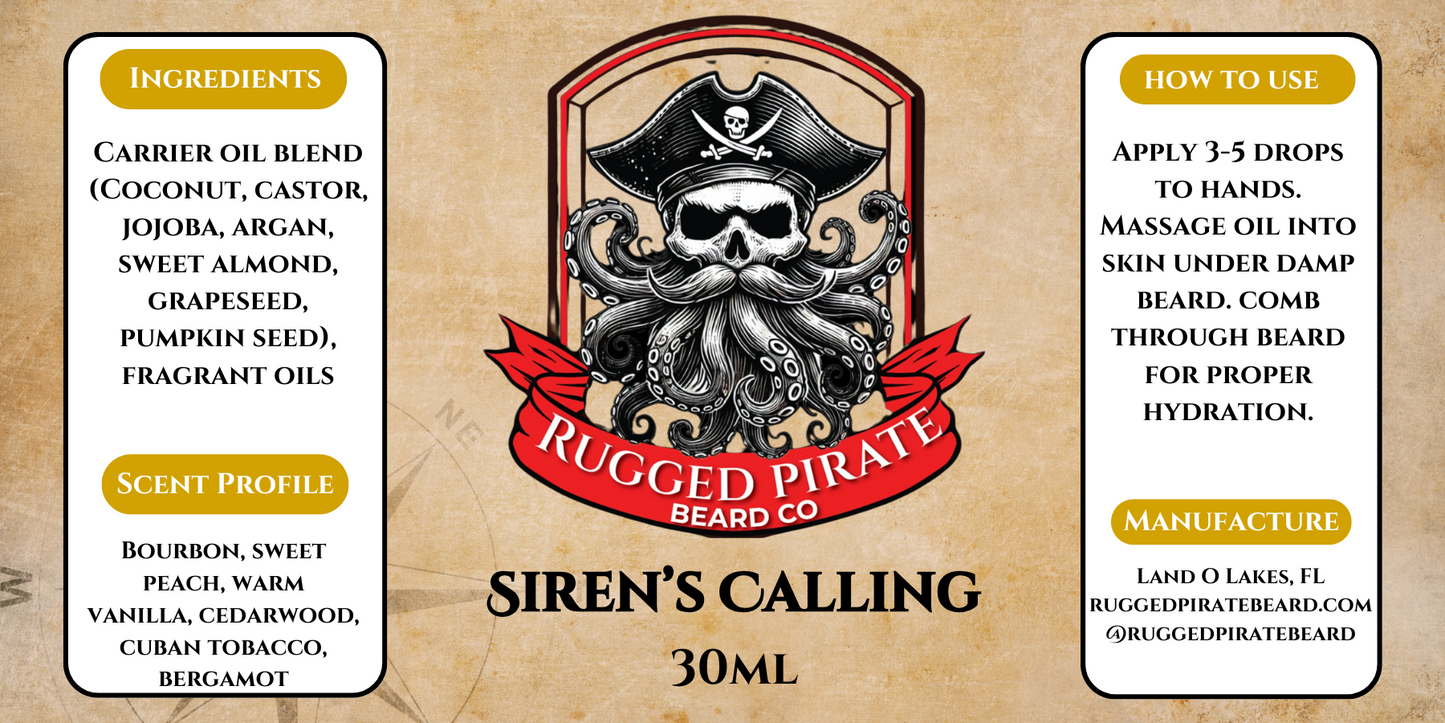 Siren's Calling (Sweet Peach, Bourbon, Wam Vanilla, Cedarwood, Cuban Tobacco, and Bergamot)