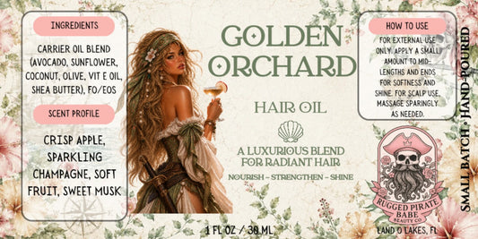 Golden Orchard hair oil by Rugged Pirate Babe Beauty Co.