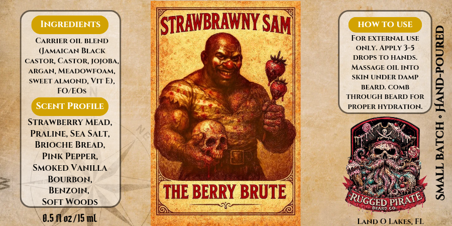 Strawbrawny Sam - Strawberry Mead, Brioche Bread, and Vanilla Bourbon Beard Oil, Butter & Cologne