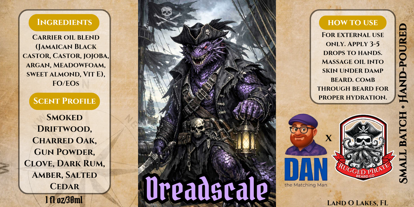 Dreadscale - Charred Oak, Gunpowder, and Salted Cedar Beard Oil, Butter & Cologne