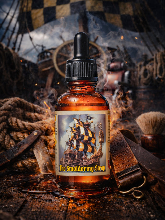 The Smoldering Strop - Salted Harbor Wood Barbershop Beard Oil, Butter & Cologne
