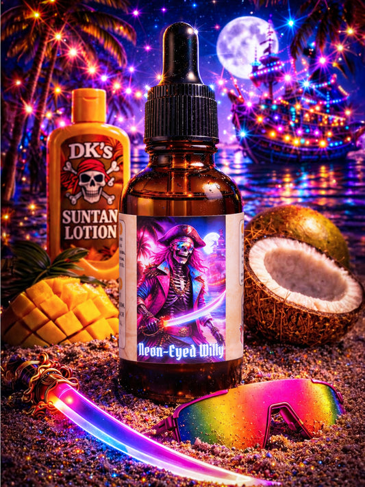 Neon-Eyed Willy - Coconut, Suntan Lotion, and Tropical Breeze Beard Oil, Butter & Cologne
