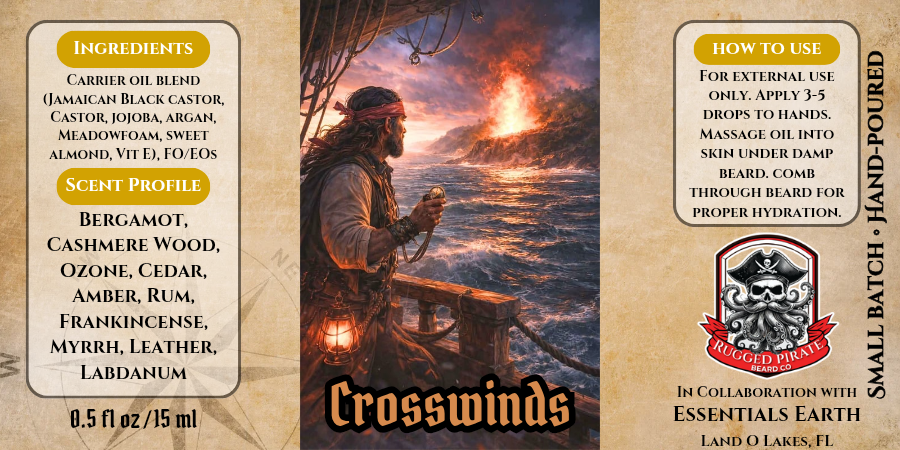 Crosswinds - Bergamot, Ozone, and Leather Beard Oil, Butter & Cologne