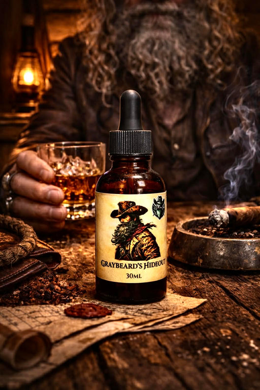 Graybeard’s Hideout – Leather, Bourbon & Tobacco Beard Oil, Butter & Cologne