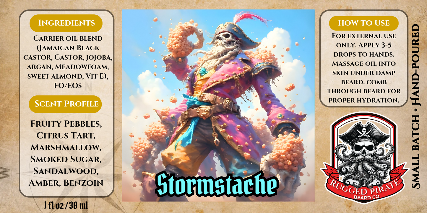 StormStache - Fruity Pebbles, Toasted Marshmallow, and Citrus Tart Beard Oil, Butter & Cologne