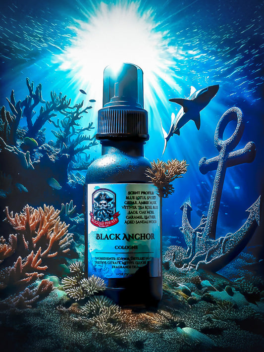 Black Anchor (Blue Lotus, Spiced Cedar, Amber Musk, Vetiver, Tea Rose, Blue Sage, Oak Moss, Caramel, Leather, Aged Sandalwood) 1 oz Cologne/EDP