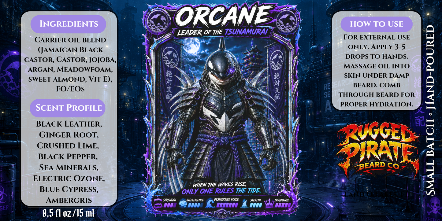 Orcane - Aquatic Leather, Electric Ozone, and Sea Minerals Beard Oil, Butter & Cologne
