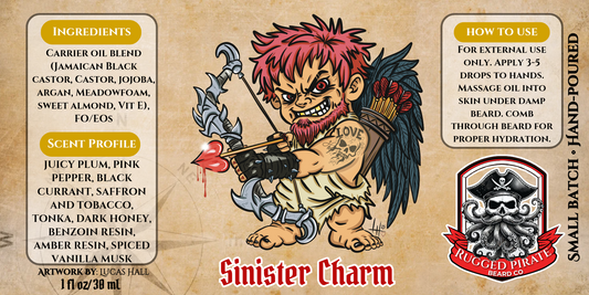 Sinister Charm - Plum, Pink Pepper, and Honeyed Tobacco Beard Oil, Butter & Cologne