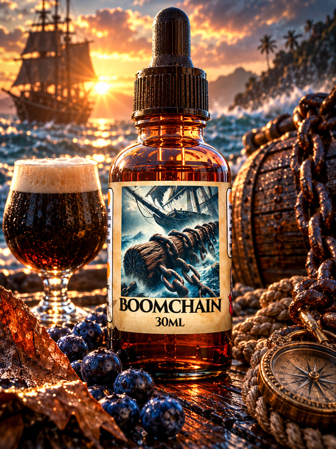 Boomchain - Oatmeal Stout, Blueberry, and Tobacco Beard Oil, Butter & Cologne