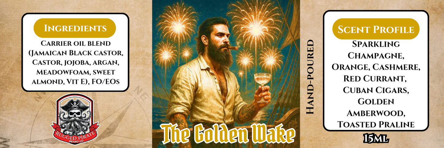 The Golden Wake - Champagne, Cigars, and Currant Beard Oil, Butter & Cologne