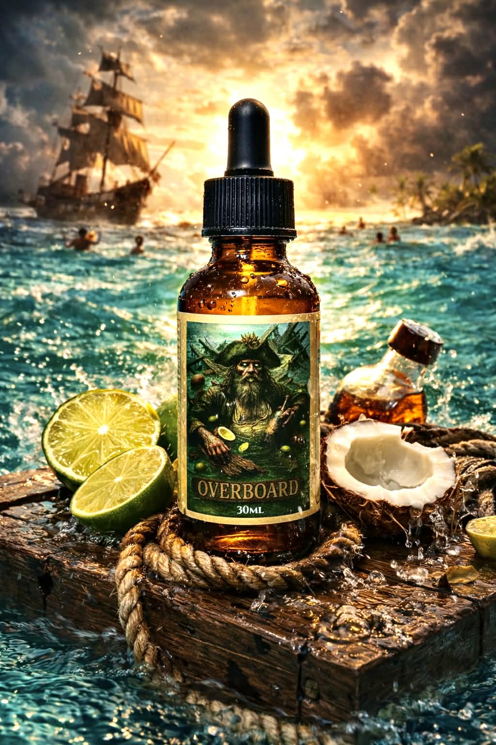 Overboard - Coconut, Lime, Bourbon, Teakwood, and Verbena Beard Oil, Butter & Cologne