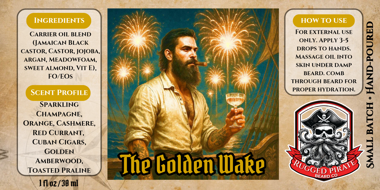 The Golden Wake - Champagne, Cigars, and Currant Beard Oil, Butter & Cologne