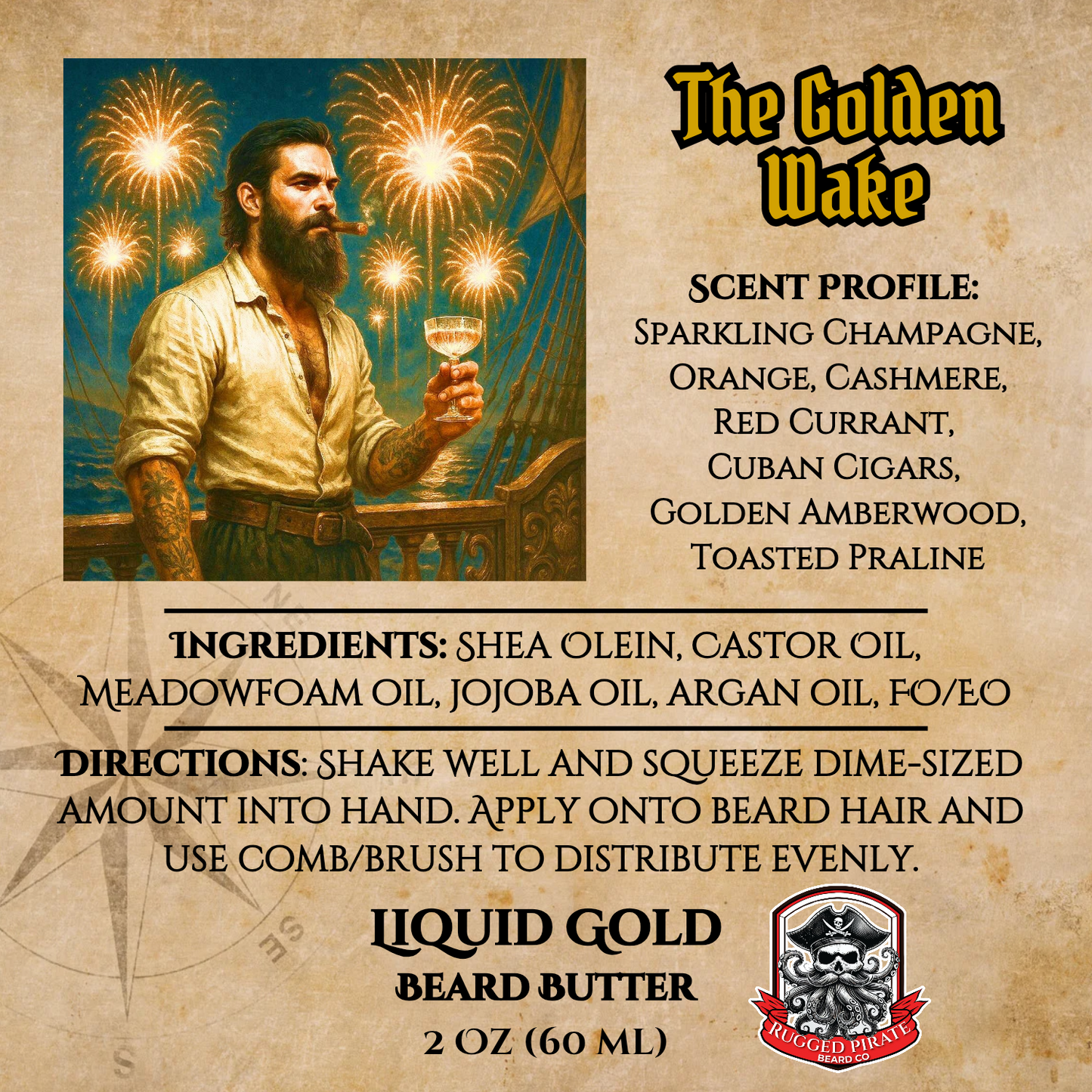 The Golden Wake - Champagne, Cigars, and Currant Beard Oil, Butter & Cologne