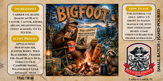 Bigfoot - Appalachian Mountain Air, Campfire, and Tobacco Oud Beard Oil, Butter & Cologne