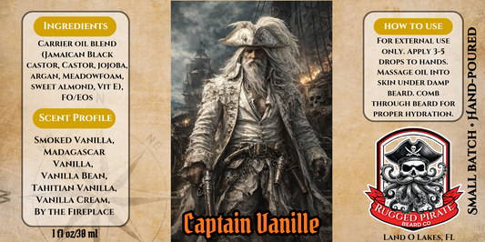 Captain Vanille - Madagascar Vanilla, Vanilla Cream, and By The Fireplace Beard Oil, Butter & Cologne