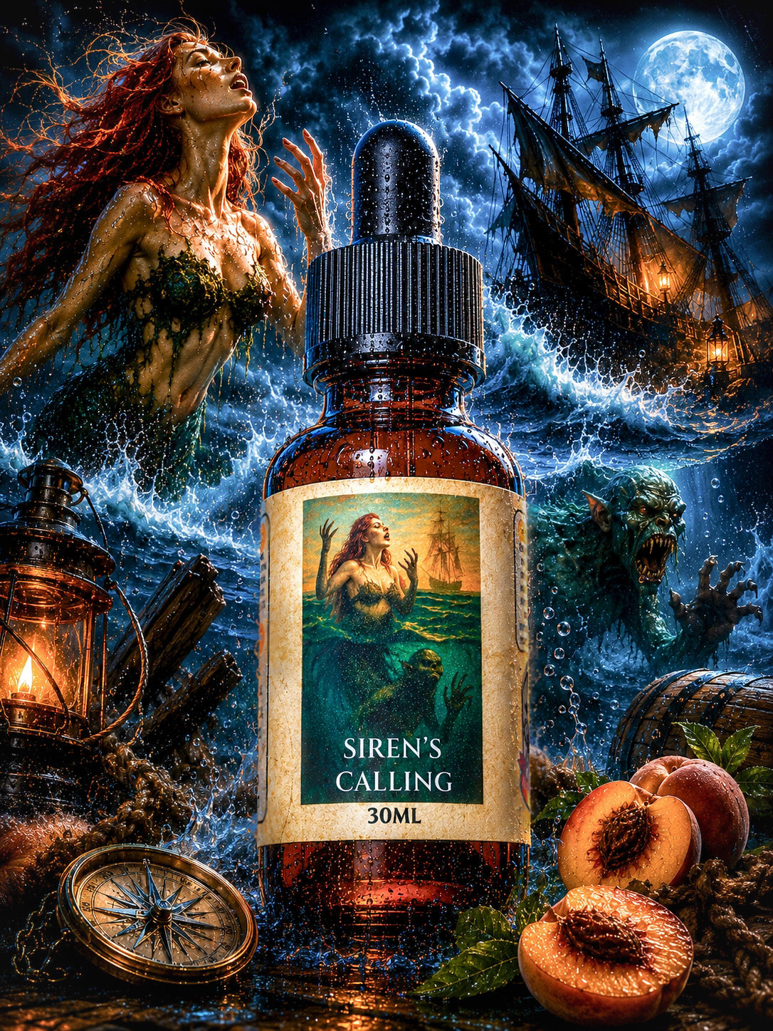 Siren's Calling - Sweet Peach Bourbon, Cedar, and Tobacco Beard Oil, Butter & Cologne