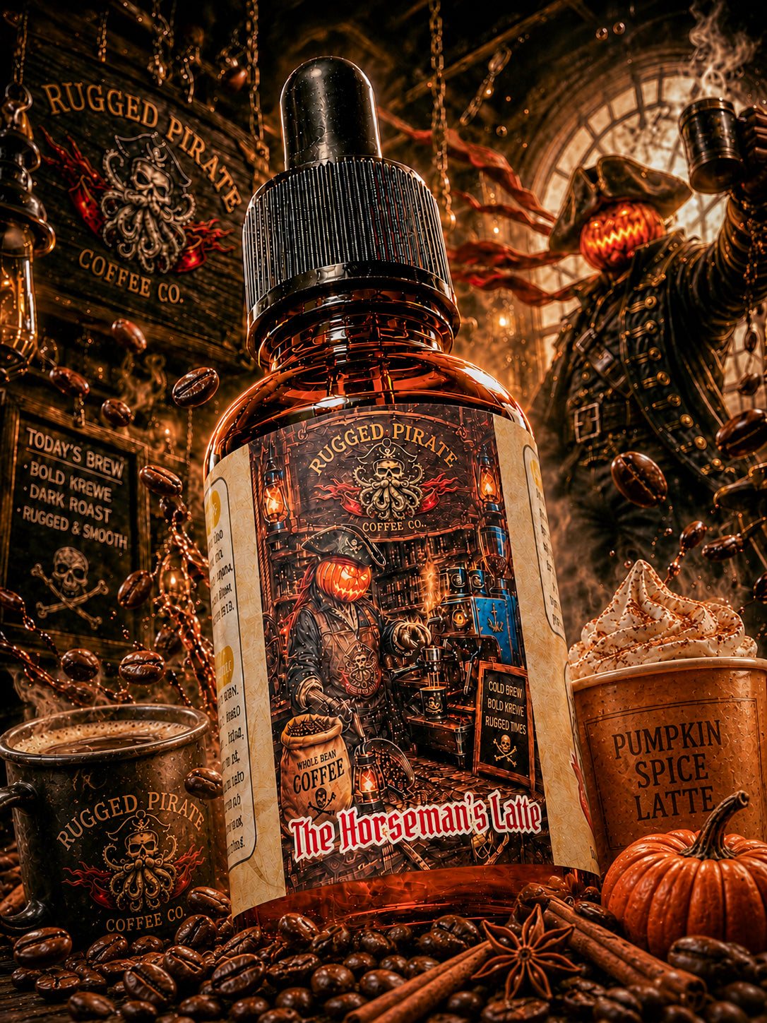 The Horseman's Latte - Fresh Espresso, Roasted Pumpkin, and Vanilla Oak Beard Oil, Butter, & Cologne