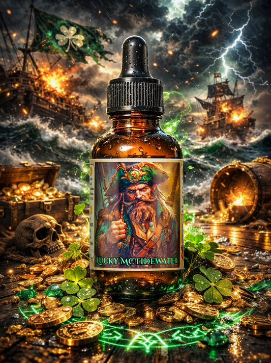 Lucky McTidewater (Irish Moss, Saltwater, Oak, Spiced Rum, Clover, Leather, Ambergris) Beard Oil, Butter, and Cologne