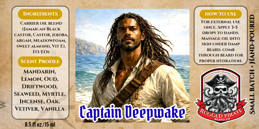 Captain Deepwake - Mandarin, Driftwood, and Seaweed Beard Oil, Butter & Cologne